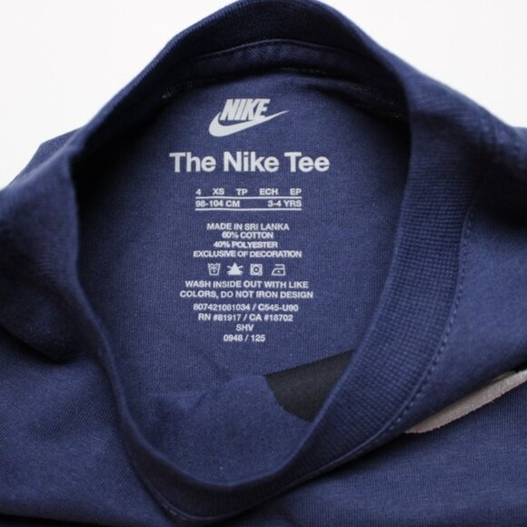 Nike Little Boys Size 4 Embroidered Futura T-Shirt 💙 Navy Cotton Short Sleeve - Picture 4 of 8